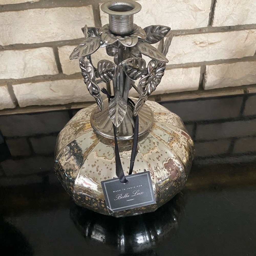 Bella Lux Silver Mercury Candleholder